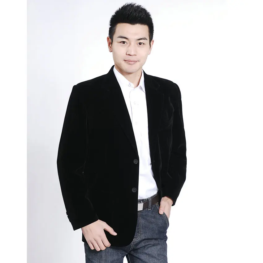 WAEOLSA Man Black Velvet Blazer Men Smart Casual Jacekts Suits Velour Suit Coat Male Elegance Blazers Men Plain Tailored Garment
