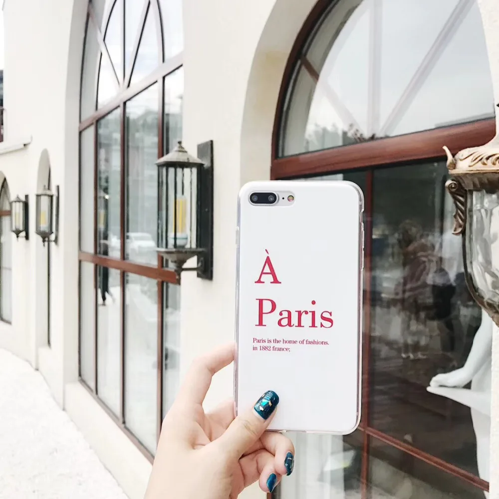

maosenguoji Korea ins Simple word A Paris funny soft Mobile Phone Case for iphone 6 6s 6plus 7 7plus 8 8plus X 10 fashion case