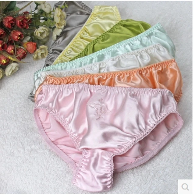 Women's Mulberry Silk Panties Silk Sexy Bikini Silk Briefs Satin Underwear  2pcs High-quality