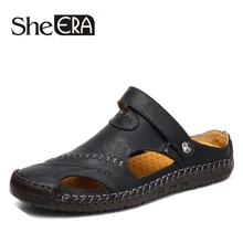 She ERA/мужские сандалии из натуральной кожи; мужские сандалии с мягкой подошвой; новые модные пляжные шлепанцы; дышащая летняя обувь для мужчин