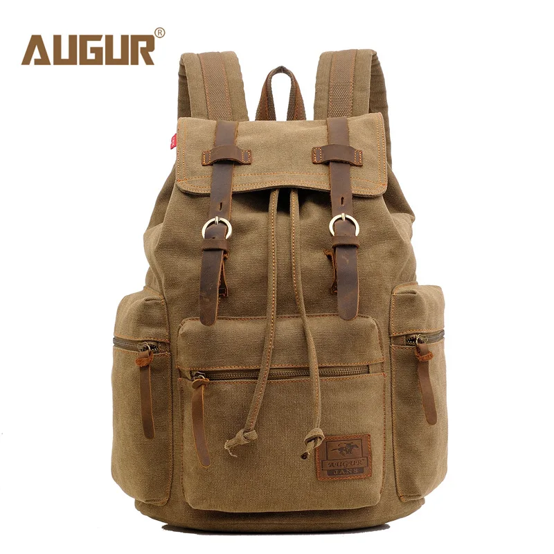 brown Augur рюкзак студенческий школьный хлопковый холщовый рюкзак для мужчин и женщин Материал Escolar Mochila качественная брендовая сумка для ноутбука рюкзак синий - Цвет: brown