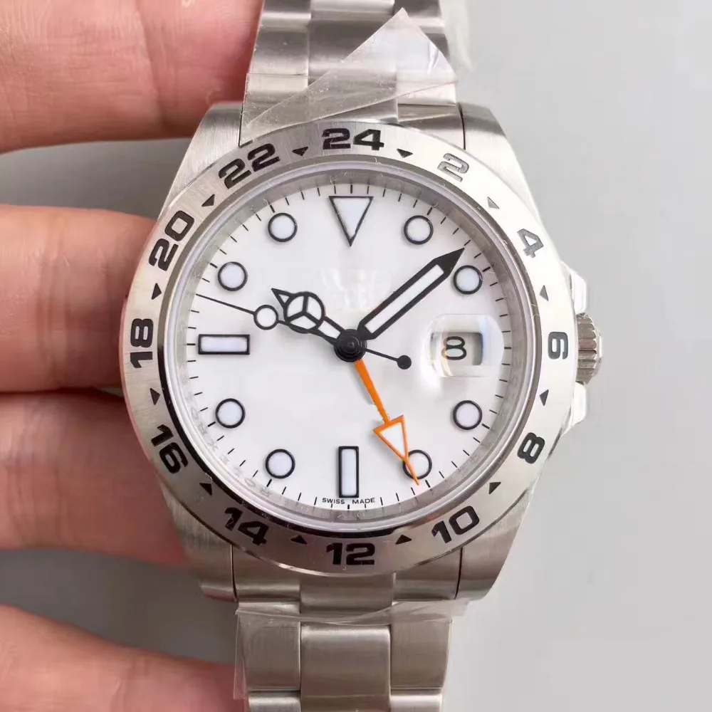 

New Luxury Brand Men's Watch EXP 16570 Luxury White Dial Men's Date Sports Wrist watch Men Watches Stainless steel Folding clasp