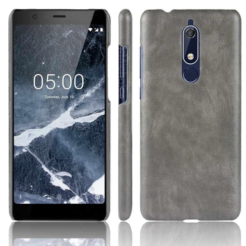 Lichee Pattern Mobile Phone Case For nokia5.1 uxury PU Leather Hard Plastic Back Cover Fundas |
