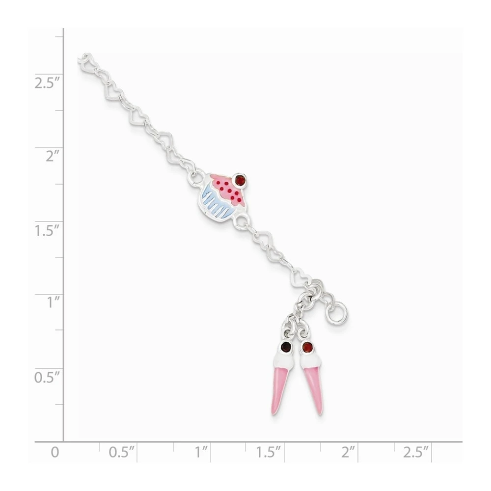 Garnet Dangle Cupcake Ice Cream Childs Bracelet (1)