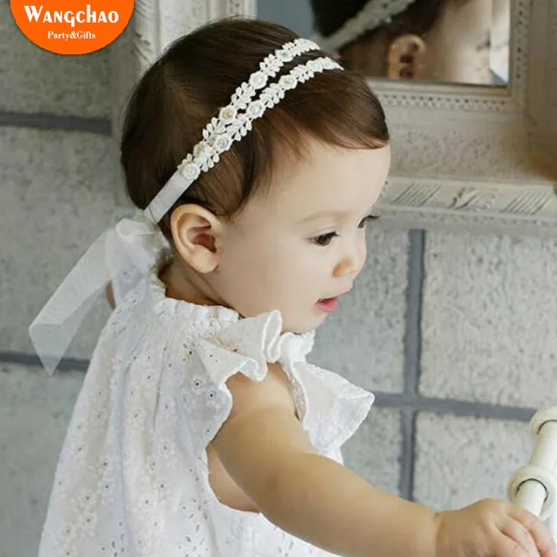 

High Quality Girl White Lace Bow Hairband Baby Shower Decoration Party Photo Booth Princess Favors and Gifts for Birthday Party