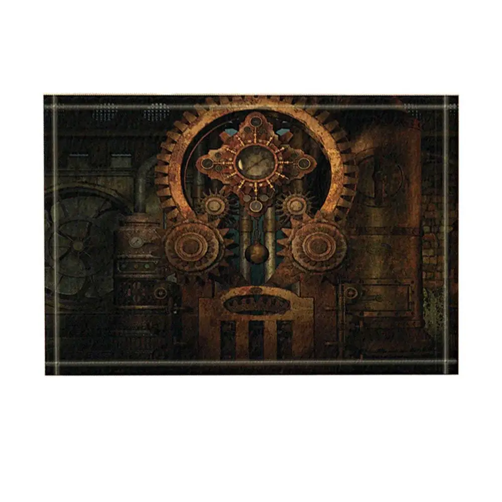 Bed and Bathroom Carpet Kitchen Mats Gear Decor Painitng of Steam Machine with Metal Gears Bath Rugs Non-Slip Doormat | Дом и сад