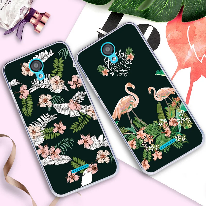Fitted Case for Wiko Harry Silicone Soft Cover Painted Cartoon Flamingo Girly Flower Cases Protective Phone Shell |