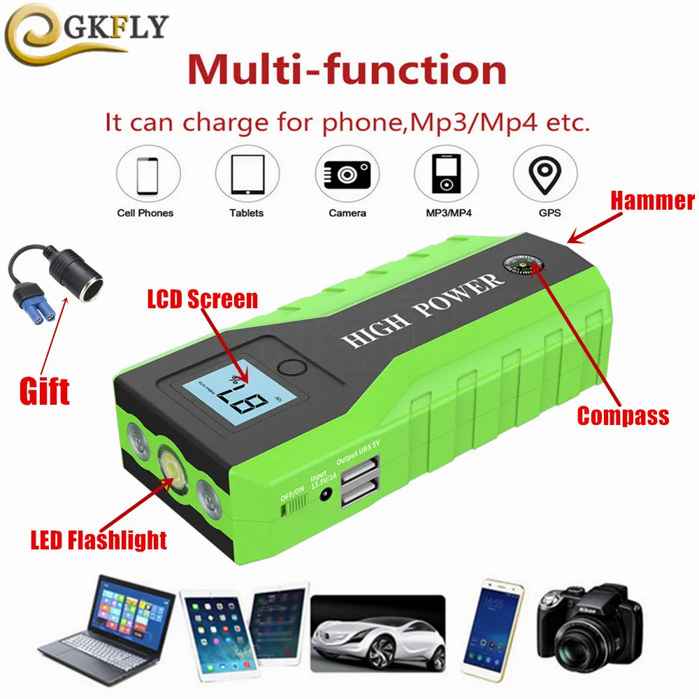 High Power Car Jump Starter Multifunction Charger Battery Emergency Portable Power Bank Pack Booster Buster 12V Starting Device High Power Car Jump Starter Multifunction Charger Battery Emergency Portable Power Bank Pack Booster Buster 12V Starting Device