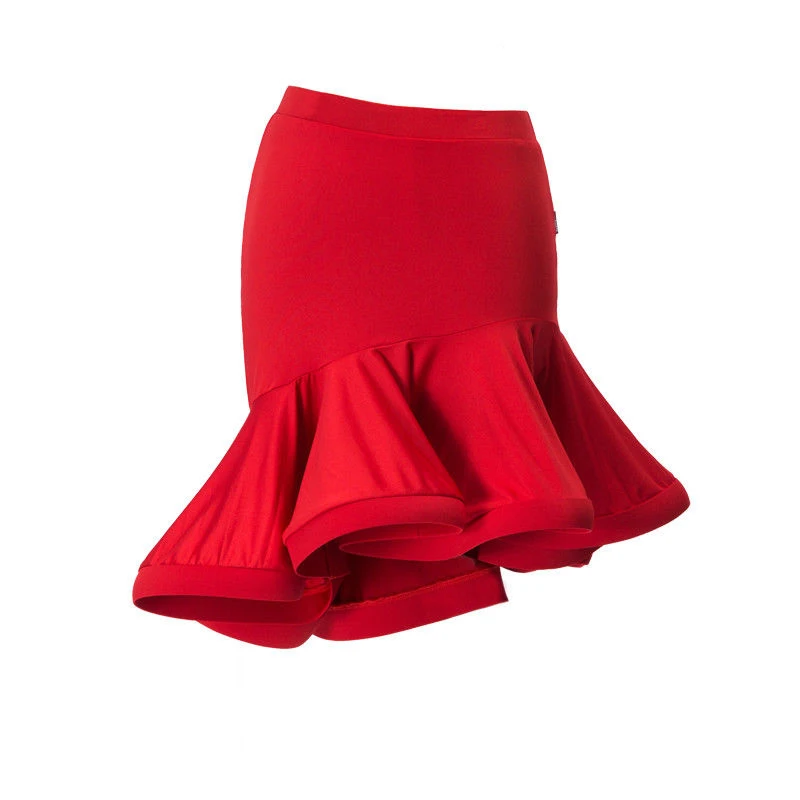 Женская мини-юбка Новая мода латинская квадратная бальная однотонная черная красная Расклешенная юбка для танцев женские юбки s - Цвет: Red
