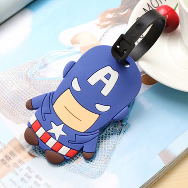 Cute Captain America Luggage Travel Accessories Tag Silica Gel Suitcase ID Addres Holder Baggage Boarding Tag Portable Label