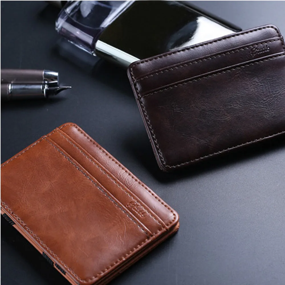 

Women Men Mini PU Leather Wallet Business ID Credit Card Holder Male Small Wallets Solid 10cm(L)*1cm(H)*7cm(W) Droship 10Sep 13