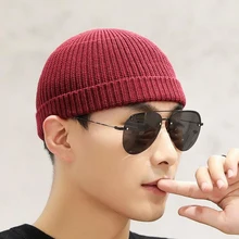 SUOGRY/Мужская и женская вязаная шапка унисекс, Шапка-бини с черепом, головной убор моряка, манжета без козырьков, винтажная Ретро Темно-синяя черная серая однотонная модная новинка