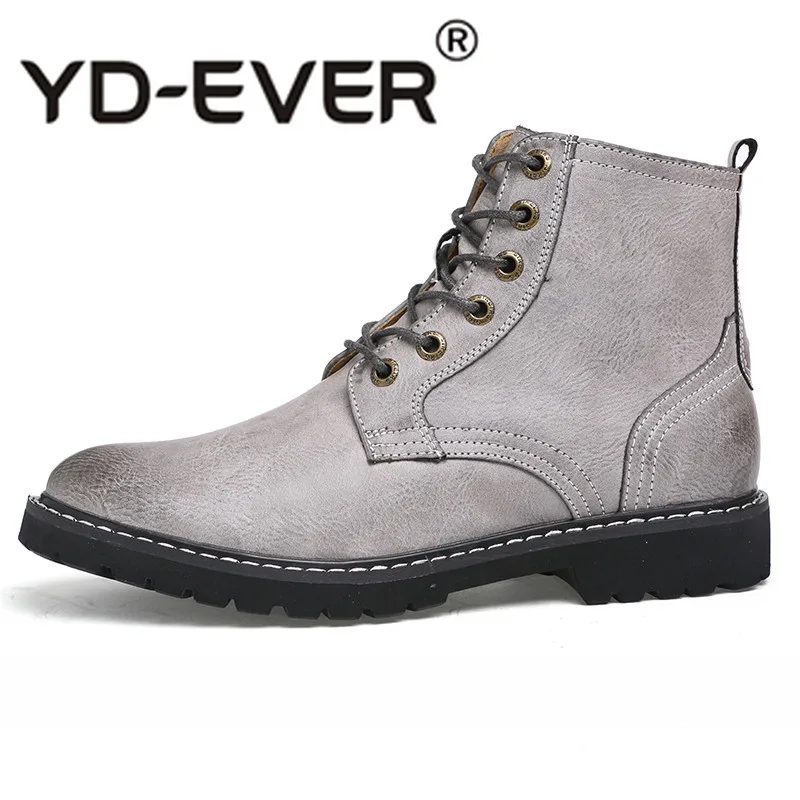 

New Men's Retro Genuine Leather Boots Luxury Brand Business Wedding Ankle Boots Grey Blue Lace Up Male Footwear Flats