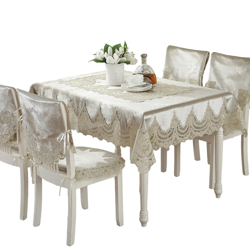 

Europe Style Luxury Comfort Tablecloth Lace Edge Dustproof Covers For Table Chair Cover Home Party Table Cloths High Quality