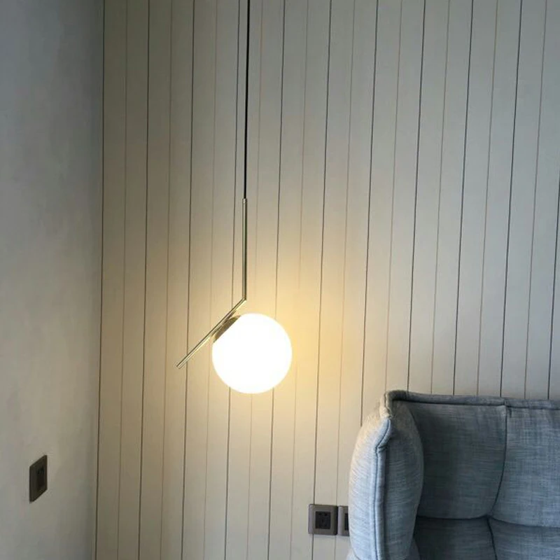 Nordic Style Pendant Light Glass Ball Lampshade Modern LED Pendant Lamp For Dining Room Bedroom Hanging Light Fixtures (6)