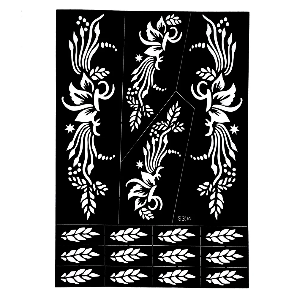 1 Pièce Henné Tatouage Pochoir Feuille Creuse Fleur