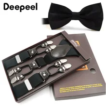 Deepeel, 3,5*125 см, унисекс, для взрослых, подтяжки, бант, наборы, высокий эластичный ремень, шесть зажимов, мужской ремень, регулируемый галстук-бабочка, украшение, SP003