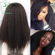 4×4 Glueless Silk Base Full Lace Wig Kinky Straight Brazilian Virgin Hair Silk Top Lace Front Wig With Baby Hair For Black Women