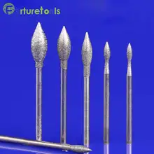 50pcs diamond mounted point dremel rotary tool mounted wheels Head dia 0.8~6mm Shank dia 2.35mm head type L TZ54