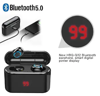 

HBQ TWS True Bluetooth 5.0 Earphone Wireless Sport Handsfree Earbuds 3D Stereo Gaming Headset with Mic Charging Box