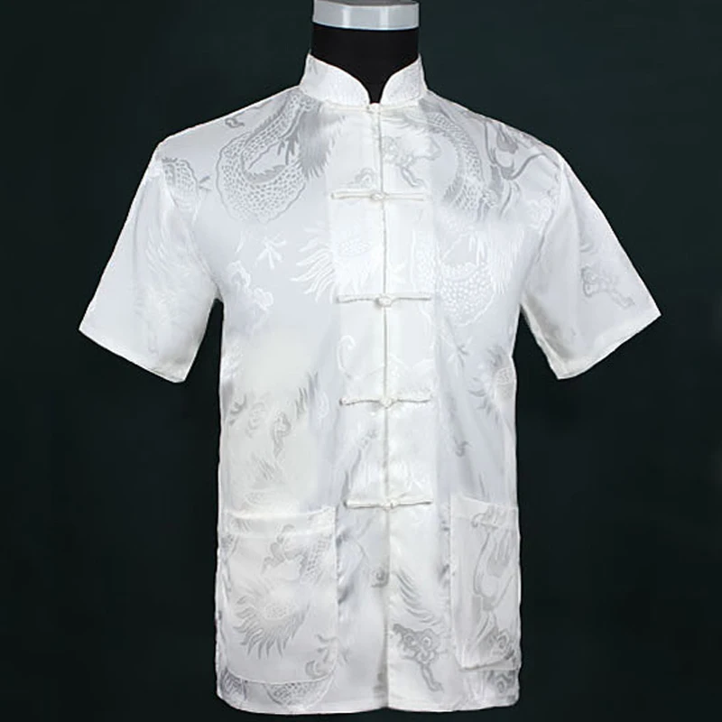 Men Chinese Style Shirt Traditional Dragon Kung Fu Tops M L XL XXL 3XL