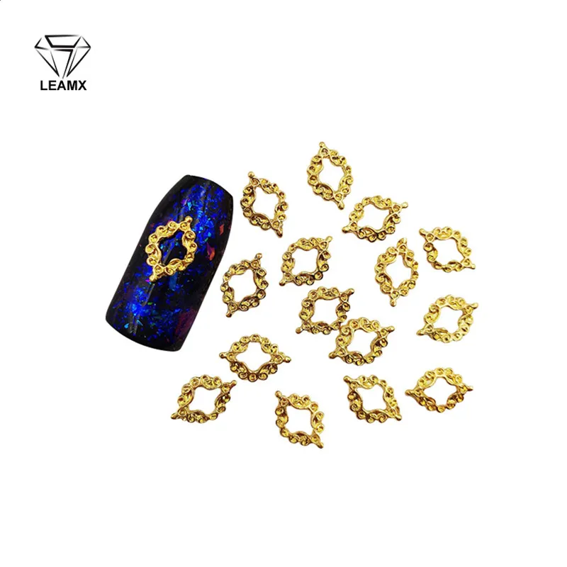 

50 PCS/bag Nail Decoration Sticker 3D Hollow Oval Shiny Nails Manicure Decorative Charm Alloy Nail Stickers