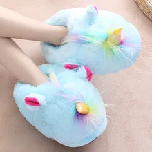 Мягкие домашние тапочки с рисунком единорога синего цвета; милые домашние тапочки для влюбленных; элегантные удобные тапочки для дома