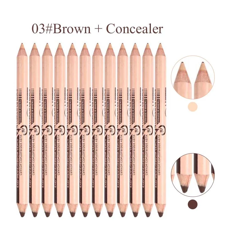 Menow Brand 12PCS Concealer+eyebrow Pencil 2 in 1 Makeup Two-head Pencils Professional Concealers Face Powder P09015 - Цвет: 3Eyebrow and Conceal