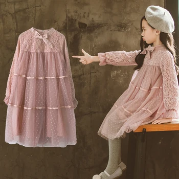 

Toddler Girl Lace Dress 2019 Long Sleeve Spring Autumn Kids Dresses For Girls Princess Costume Little Girls Party Dress 10 11 12