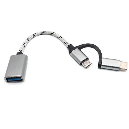 2 в 1 USB 3,0 OTG кабель с нейлоновой оплеткой Micro Usb type C адаптер для синхронизации данных и зарядки для samsung для huawei для MacBook type-C OTG - Цвет: B