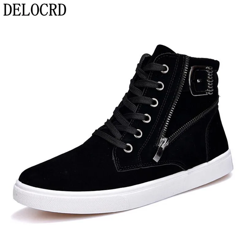 

2018 Autumn and Winter New Men's Martin Boots Belt Buckle Tide Men's Shoes High Shoes England Wind Casual Brand Men's Shoes39-44