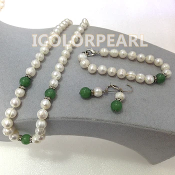

Wholesale Price For 9mm White Real Natural Freshwater Pearl Jewelry Set. Necklace-45cm.Bracelet-19cm. Free Shipping.