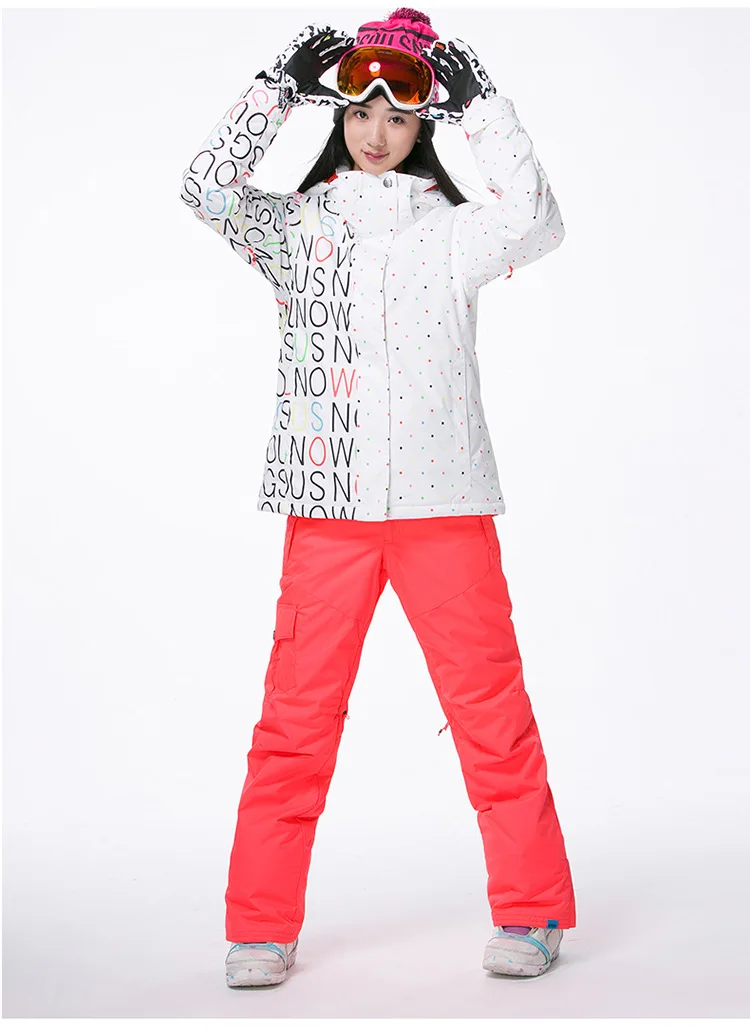 Gsou снег Лыжная куртка Для женщин зимние ветрозащитные Водонепроницаемый Альпинизм лыжный костюм Для женщин высокое качество лыжный костюм белый черный