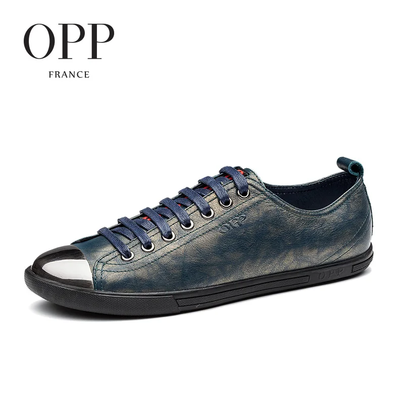 OPP/Мужская обувь из натуральной кожи; повседневная мужская обувь на шнуровке; модная мужская обувь на плоской подошве в стиле панк из коровьей кожи с металлическим украшением - Цвет: Metallic Green