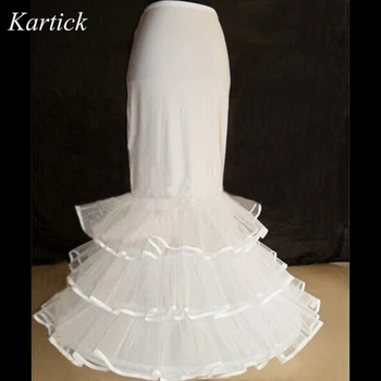 

Hot Sale Mermaid Petticoats White 1 Hoop 3 Layers Long Underskirt Crinoline for Formal Dress Bride Corset Wedding Accessories