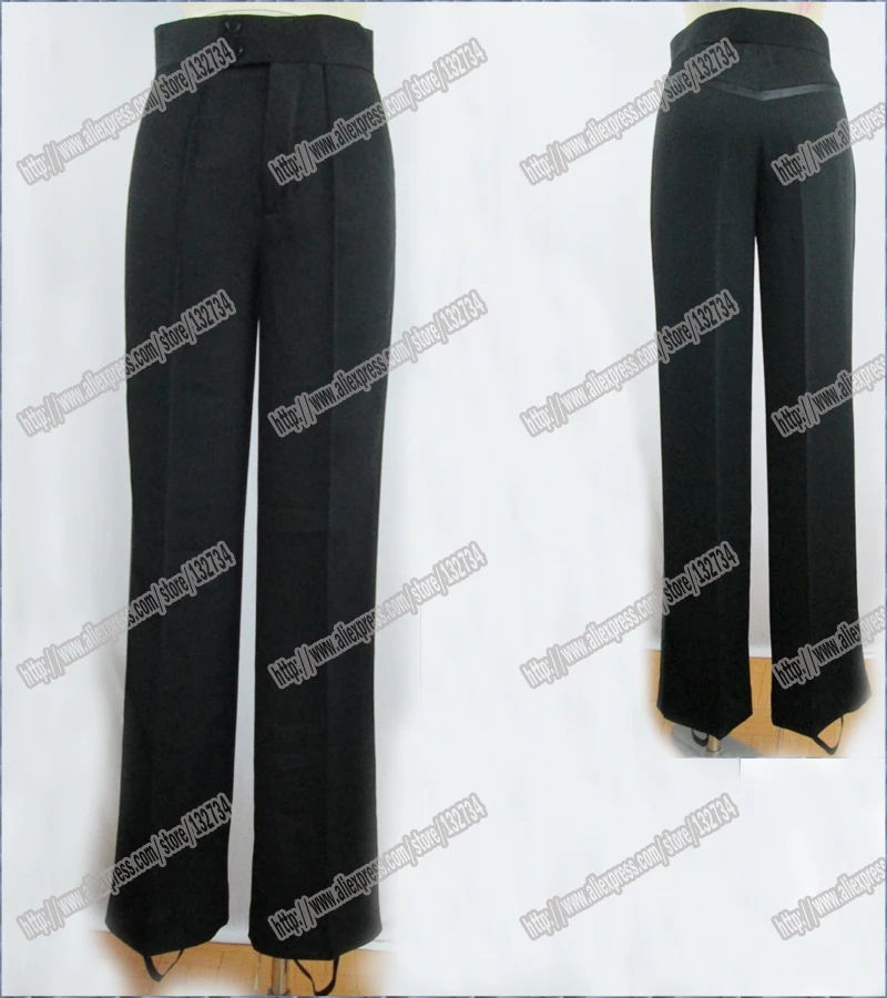 Black Satin Ribbon On Side Men s Latin Pants Mens Pants Latin font b Dance b