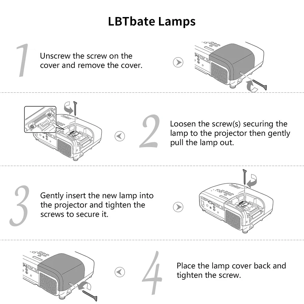 Замена лампы проектора с корпусом ELPLP67 для PowerLite S11, W16SK, PowerLite X12, X14+, X15, VS210, VS220, VS310, VS315W, VS320