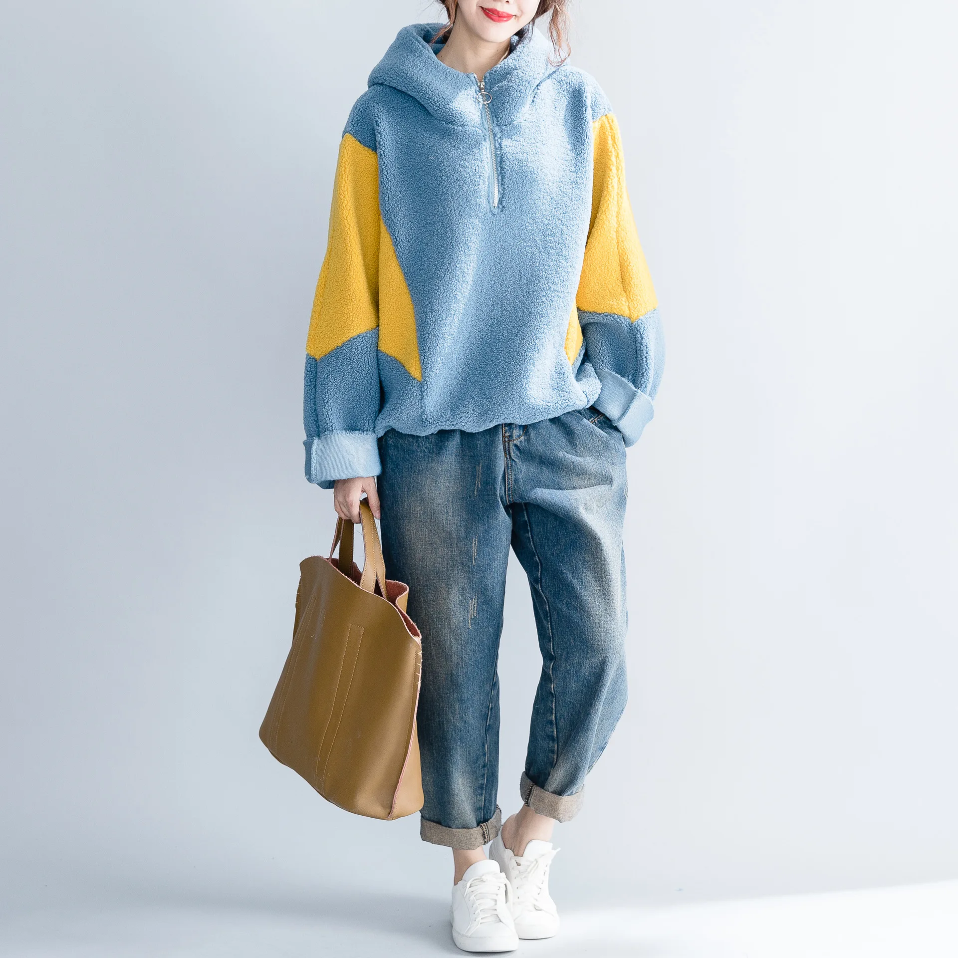 2018 Autumn Winter Fashion Hoodid Big Size Loose Women Thick Pullover Jl-shmf005