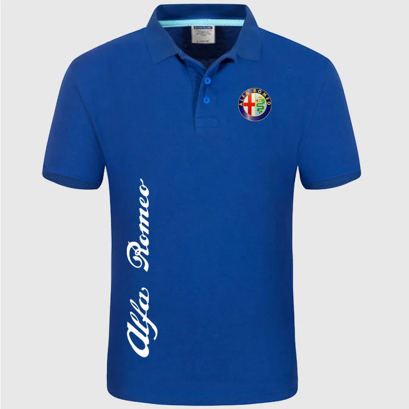 Alfa Romeo тенниска с логотипом мужская летняя рубашка поло с коротким рукавом Хлопок Весна повседневные мужские Поло - Цвет: Синий