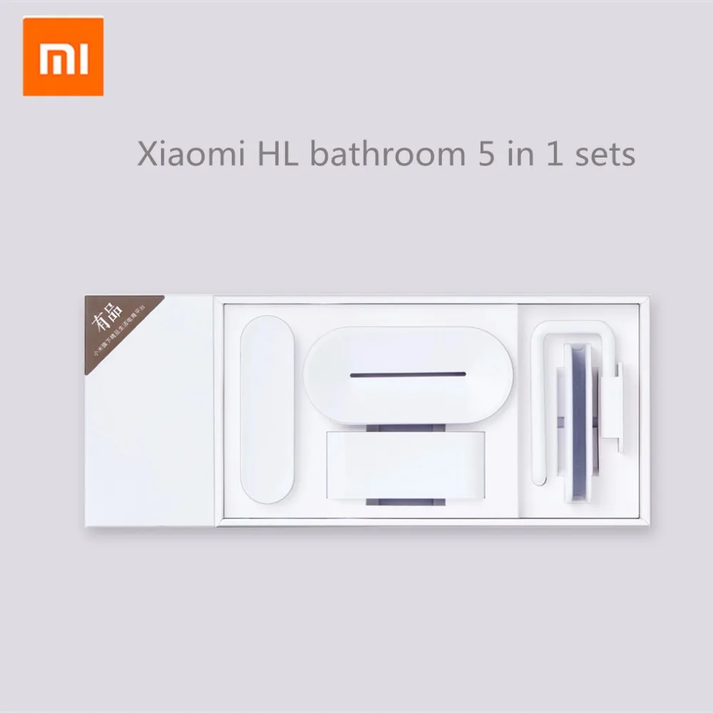 Caixa de Armazenamento e Suporte do Telefone para Banheiro In1 para Sabão Original Xiaomi Mijia Banheiro 5 Conjuntos Dente Gancho Chuveiro Sala Ferramenta hl