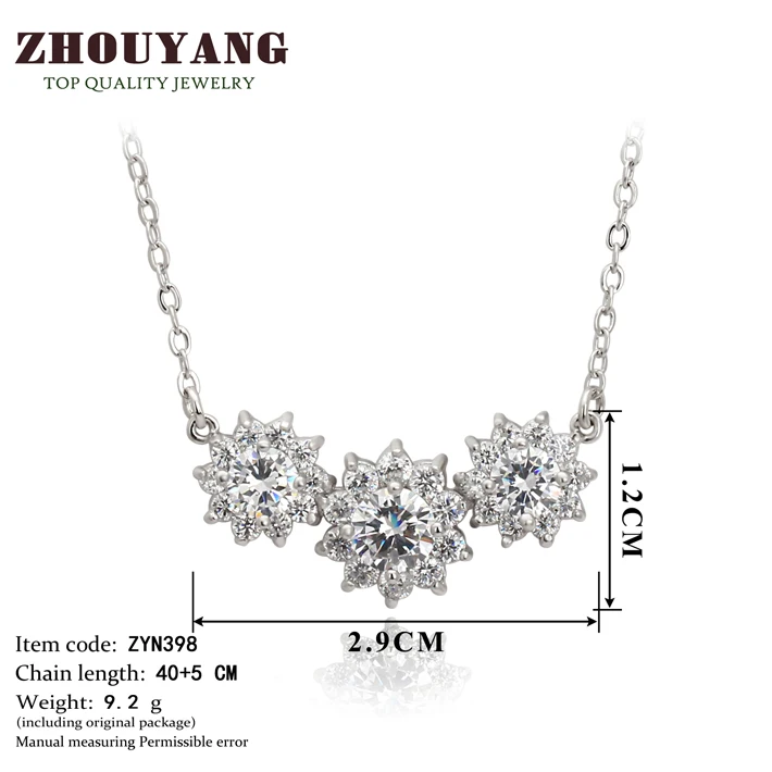 ZHOUYANG ZYN398 Sun Flower CZ Silver Color Fashion Pendant Necklace Jewelry Made with Austria Crystal Wholesale