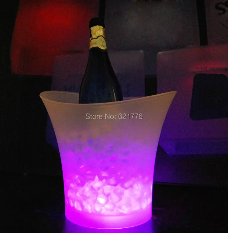 Водонепроницаемый 5 л Объем пластиковых светодиодный ведро льда изменение цвета, крючок для ночного клуба светодиодный свет ведро льда шампанское вино пиво ведро льда баров