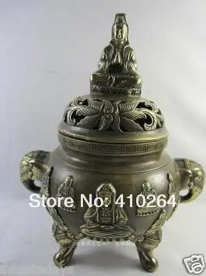 

[Nice Discount ] fast Shipping Unique Chinese Tibet brass exquisite Censer bronze Statue