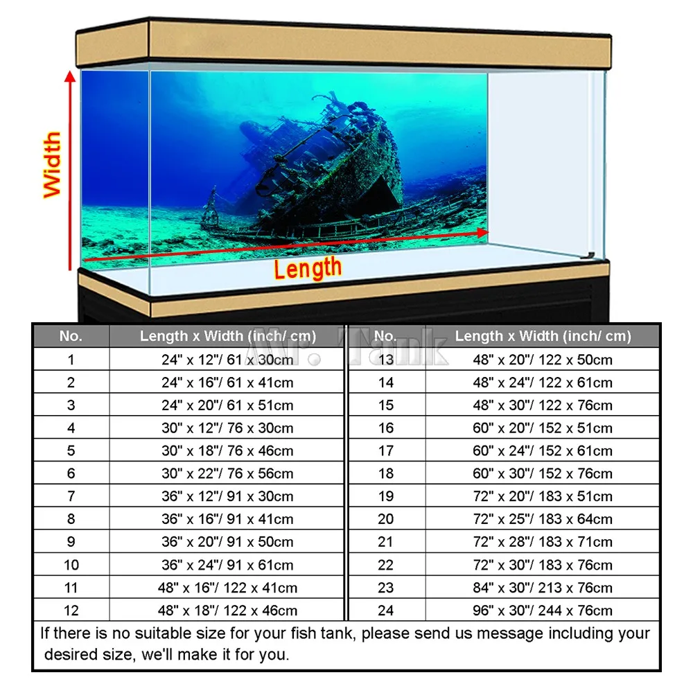 Индивидуальные аквариум фон плакат с самоклеющейся большой кораблекрушение Творческий ПВХ аквариум обои с орнаментом 24 30 48 72