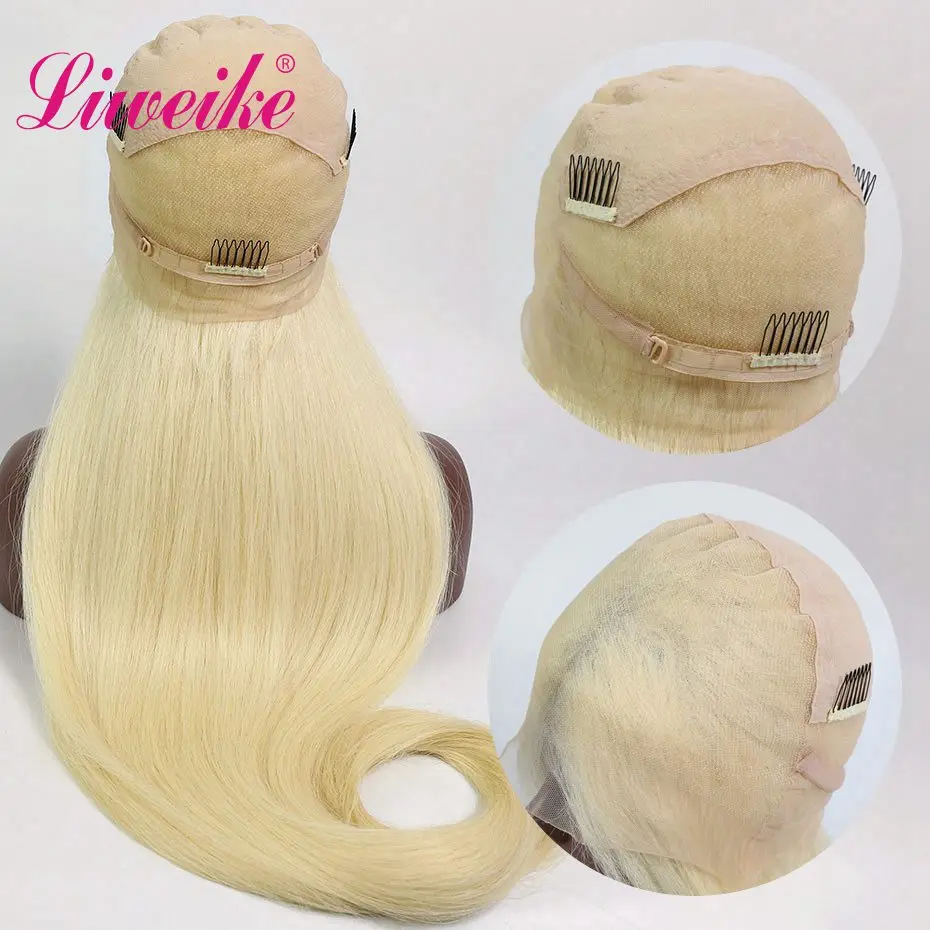 Парик Liweike из 613 светлых прямых человеческих волос на полной сетке парик Remy 150%