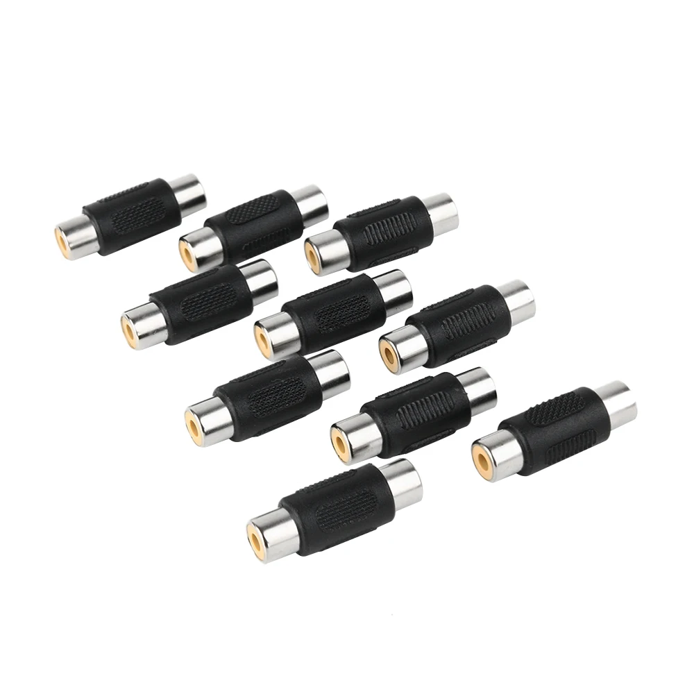 

10pcs New Practical Silver Head RCA Female to Female Coupler Plug Audio Video AV Cable Adaptor RCA Joiner Connector
