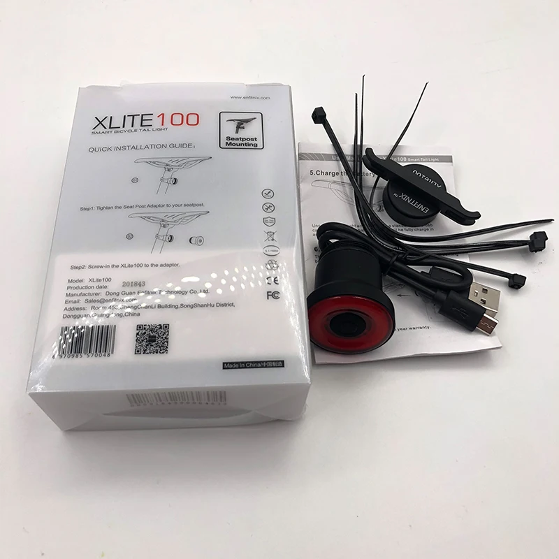 XLITE100 умный цикл задняя лампа W/торможение свет авто/ручное управление до 50 часов время горения сплав корпус USB зарядка