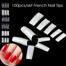 100 יחידות צרפתית יופי ציפורני שווא מלאכותי כיסוי מלא טיפים חצי כיסוי ציפורניים מזויפות מניקור כלי אמנות ציפורן L3