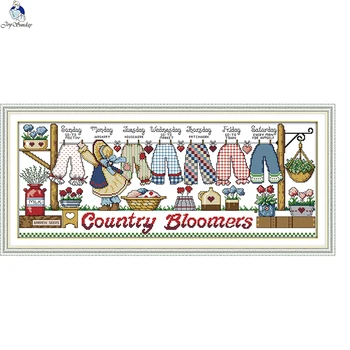 

JoySunday DIY cross stitch kits needlework Drying the clothes 3 14CT 11CT cotton painting gift art factory wholesale Deal Free