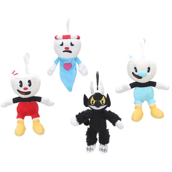 

4pcs/set Game Cuphead Plush Keychain Toys Boss the Devil Cuphead Mugman Cuphead S1-King Dice Collectible Stuffed Animal Dolls